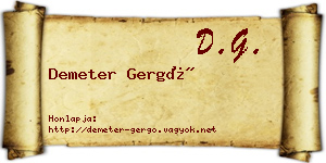 Demeter Gergő névjegykártya