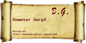 Demeter Gergő névjegykártya